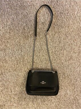 NWOT COACH Klare Crossbody in Black Pebbled Leather with Silver Hardware